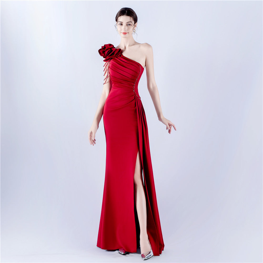 VougeVamp Backless Slit Evening Dress – Elegant Formal Gown with Luxury Beading for Weddings, Proms & Special Occasions