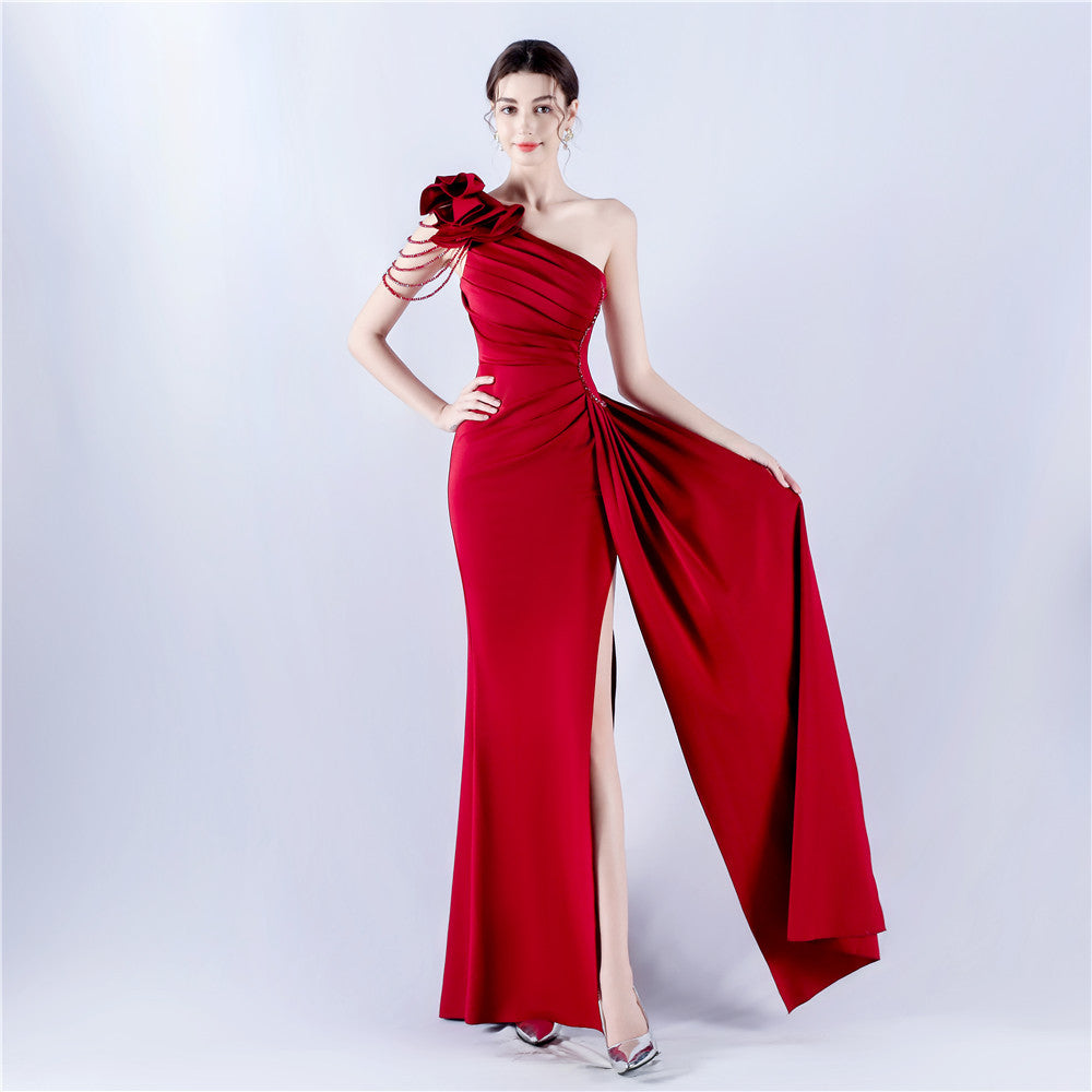 VougeVamp Backless Slit Evening Dress – Elegant Formal Gown with Luxury Beading for Weddings, Proms & Special Occasions
