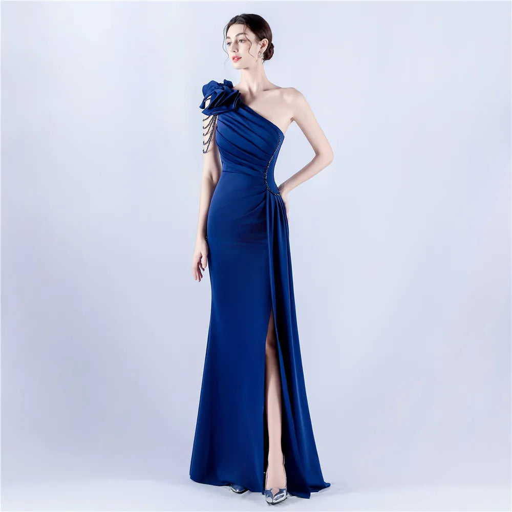 VougeVamp Backless Slit Evening Dress – Elegant Formal Gown with Luxury Beading for Weddings, Proms & Special Occasions