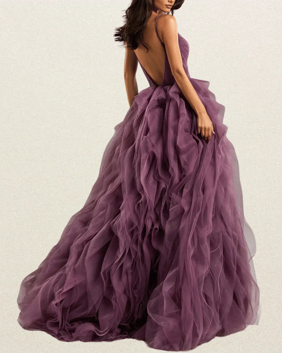 VougeVamp Elegant Pink Prom Dress – Spaghetti Strap Puffy Evening Gown for Parties & Formal Events