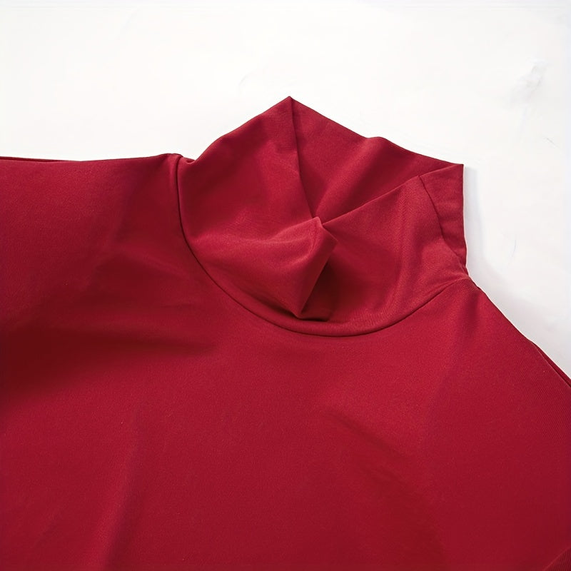 VougeVamp Women's High Collar Long Sleeve Mermaid Skirt – Elegant Pleated Floor-Length Gown - VougeVampUK