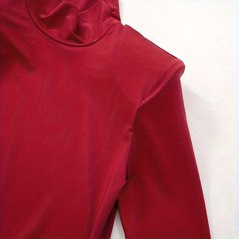 VougeVamp Women's High Collar Long Sleeve Mermaid Skirt – Elegant Pleated Floor-Length Gown - VougeVampUK