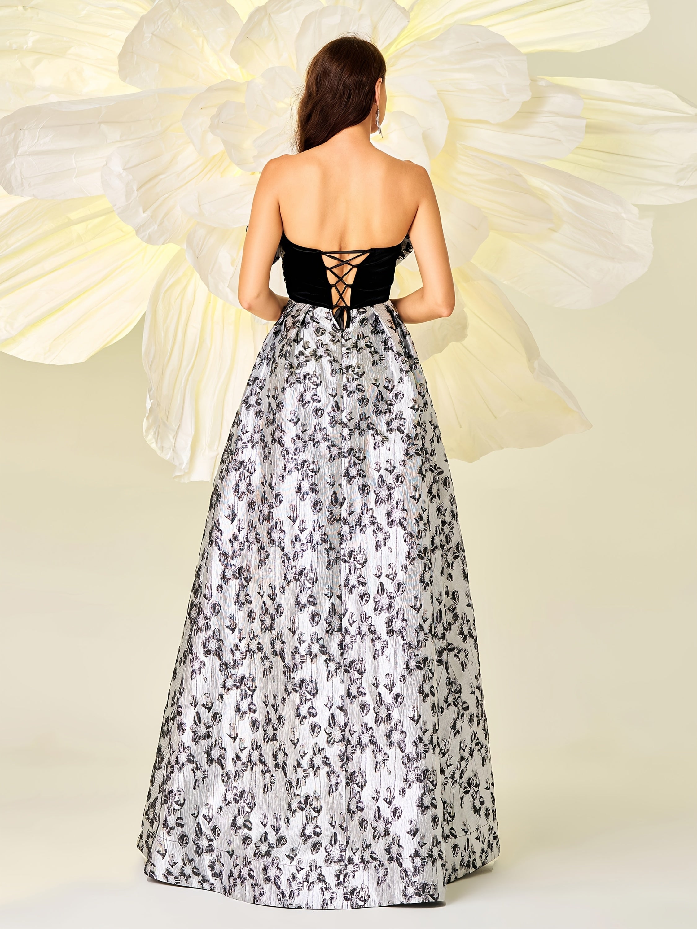 Elegant Off-Shoulder Floral Maxi Dress with Large Bow – Backless All-Season Gown - VougeVampUK