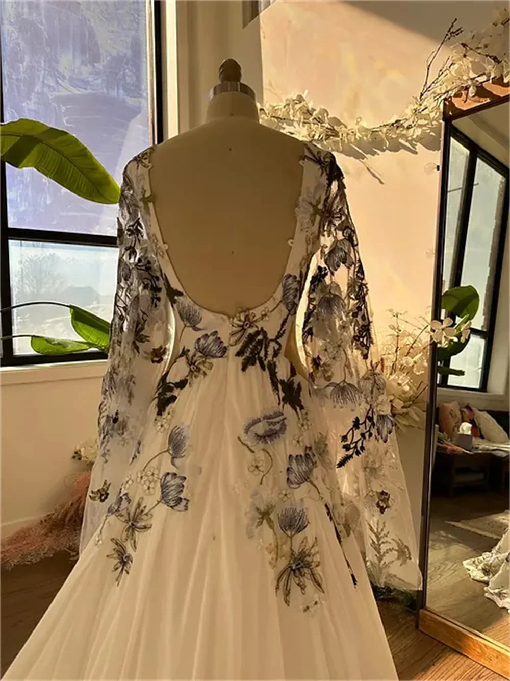 VougeVamp Customized Double FDY Fabric Evening Dress - V-Neck A-Line Floor-Length Formal Gown