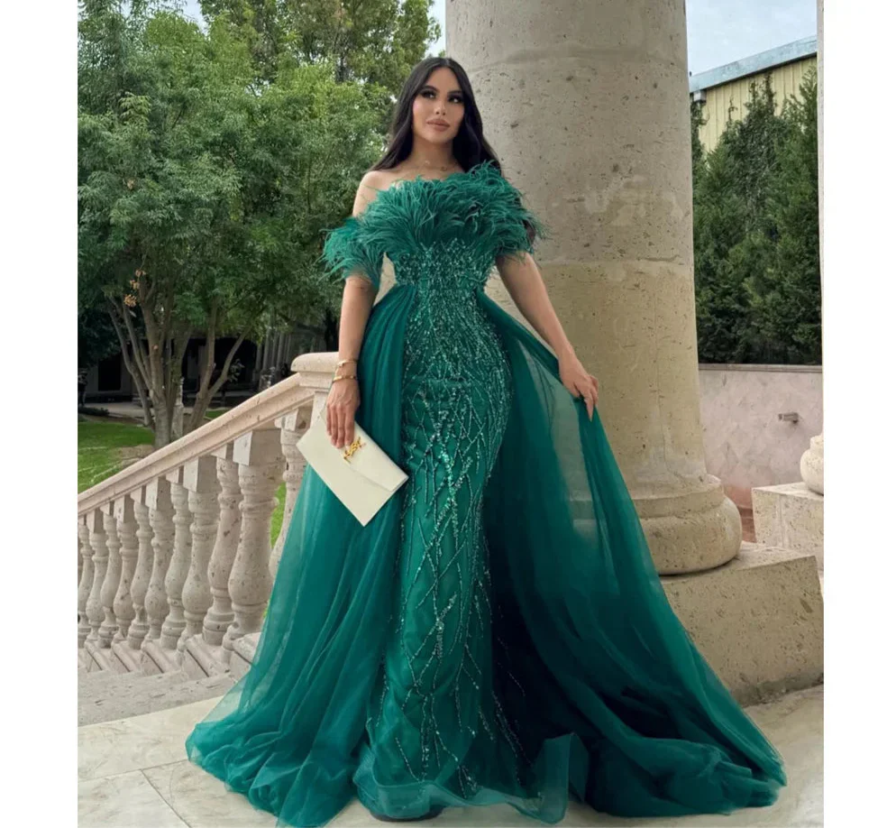 VougeVamp Customized Lace Off-the-Shoulder Evening Dress - A-Line Floor-Length Formal Gown with Draping