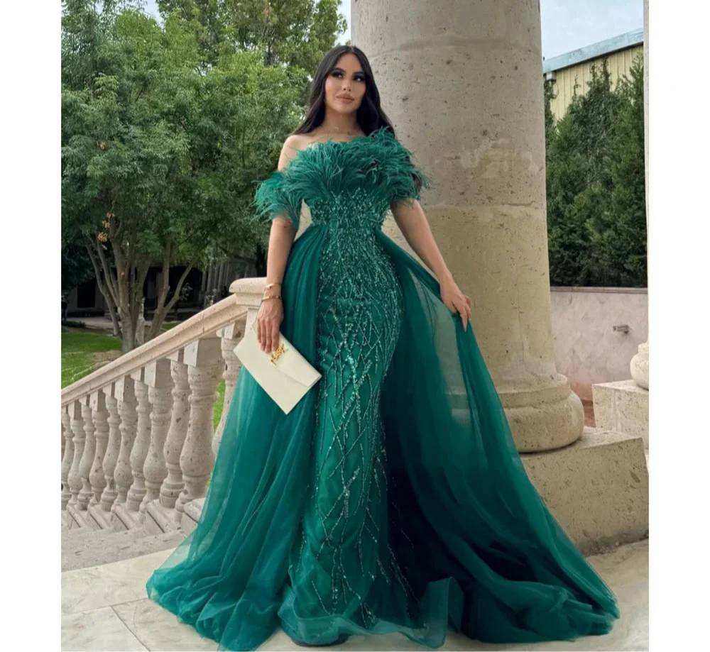 VougeVamp Customized Lace Off-the-Shoulder Evening Dress - A-Line Floor-Length Formal Gown with Draping