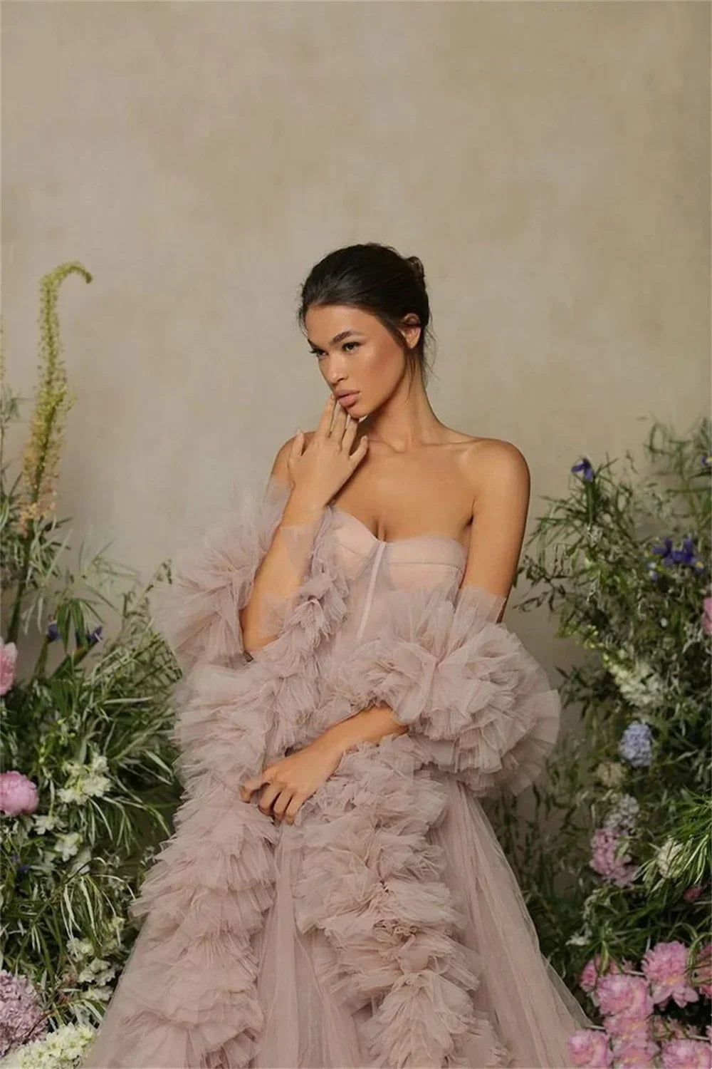 VougeVamp Sexy Tube Top Prom Dress - Elegant Tulle A-Line Evening Gown with Crimping