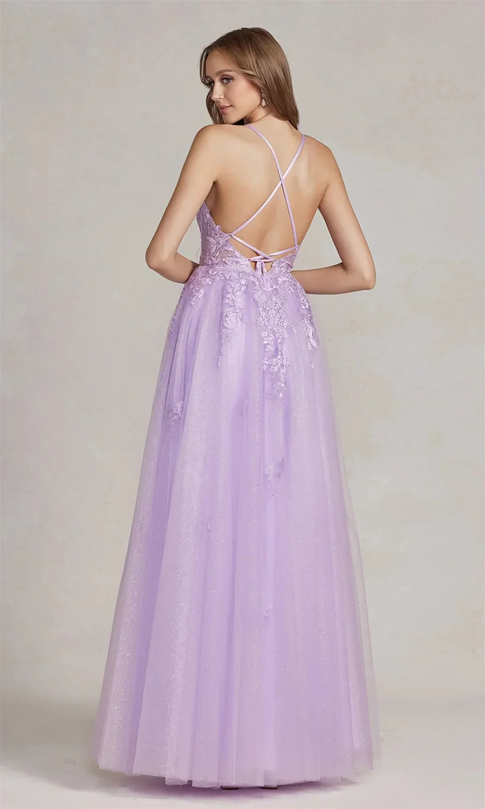 VougeVamp Purple Spaghetti Strap Prom Dress - Tulle Embroidery A-Line Evening Gown for Special Occasions - VougeVampUK