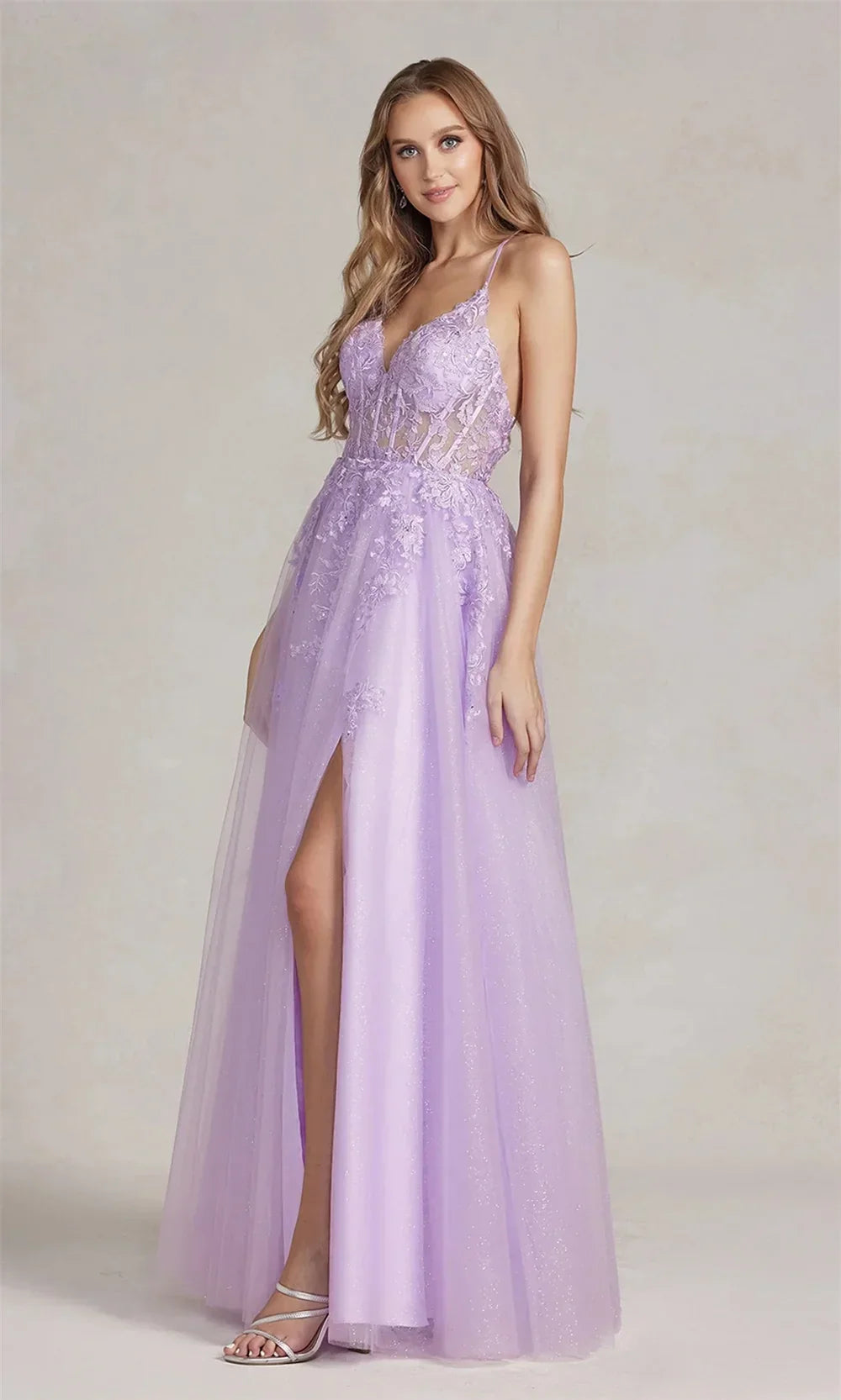 VougeVamp Purple Spaghetti Strap Prom Dress - Tulle Embroidery A-Line Evening Gown for Special Occasions - VougeVampUK