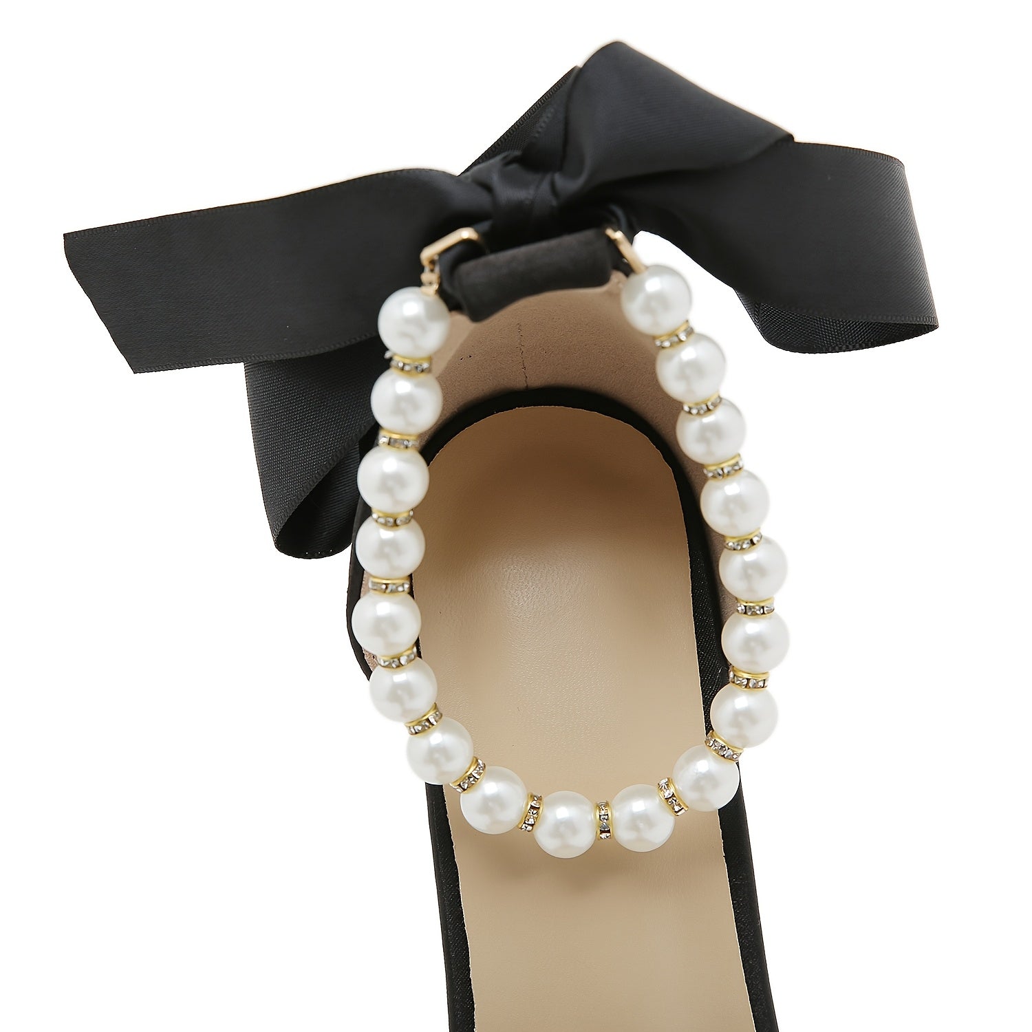 VougeVamp Elegant Satin Pointed-Toe High Heels with Faux Pearl & Bowknot – White Stiletto Wedding & Evening Shoes