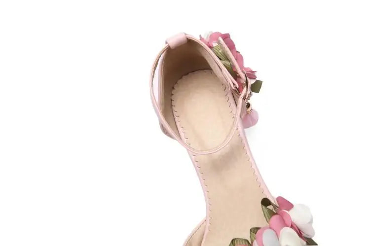 VougeVamp Flower Pearl Princess Lolita Wedding Pumps for Women - Elegant Pointed Toe Stiletto High Heel Summer Sandals