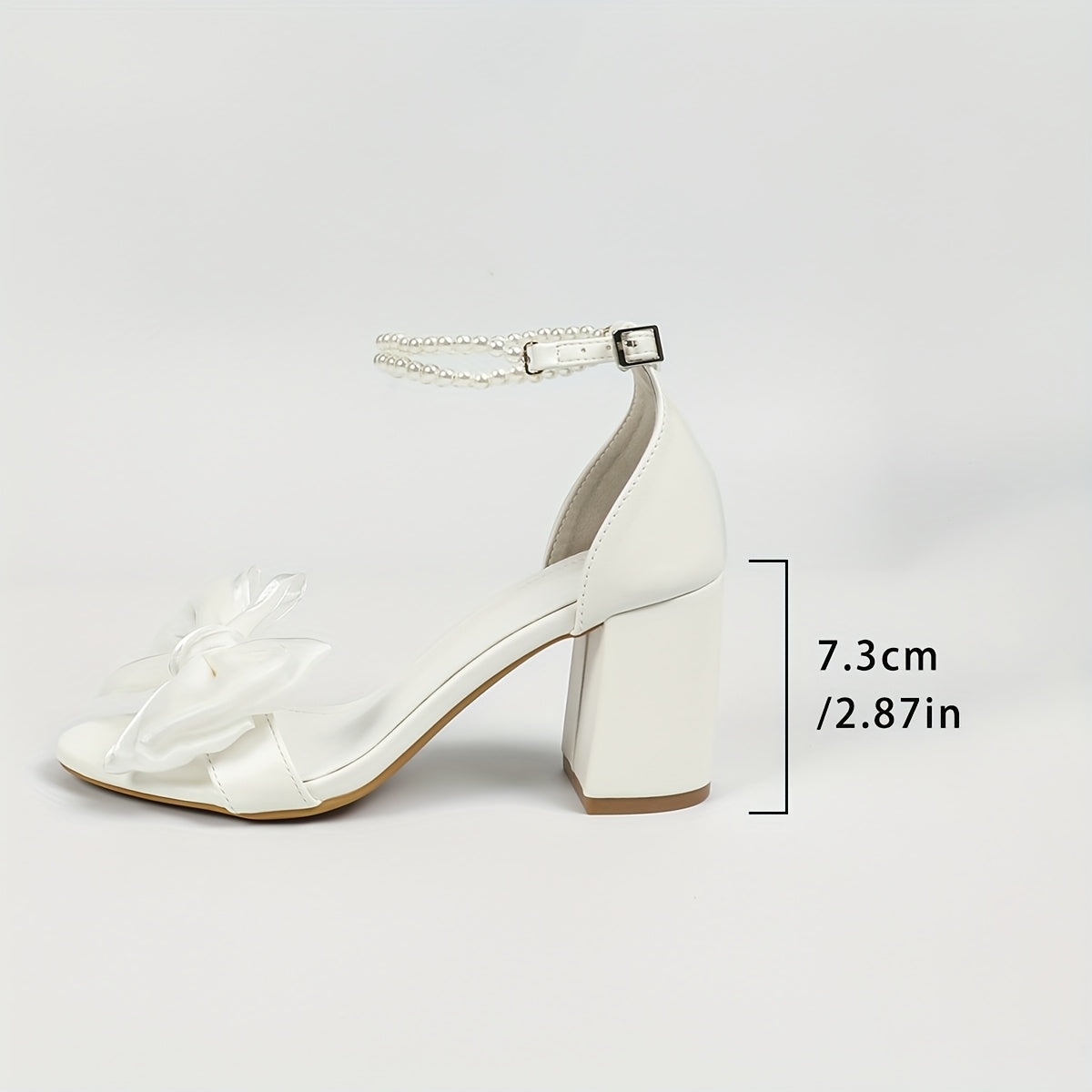 VougeVamp Women's Block Heel Mary-Jane Sandals – Faux Pearl Strap & Butterfly Accent Wedding Banquet Shoes