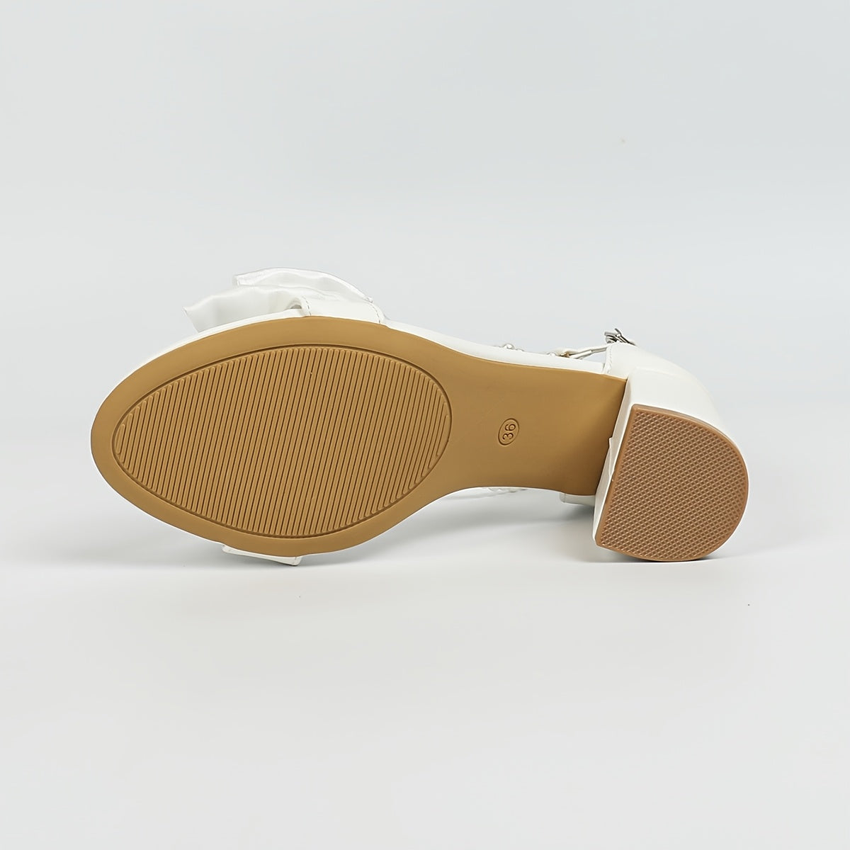 VougeVamp Women's Block Heel Mary-Jane Sandals – Faux Pearl Strap & Butterfly Accent Wedding Banquet Shoes