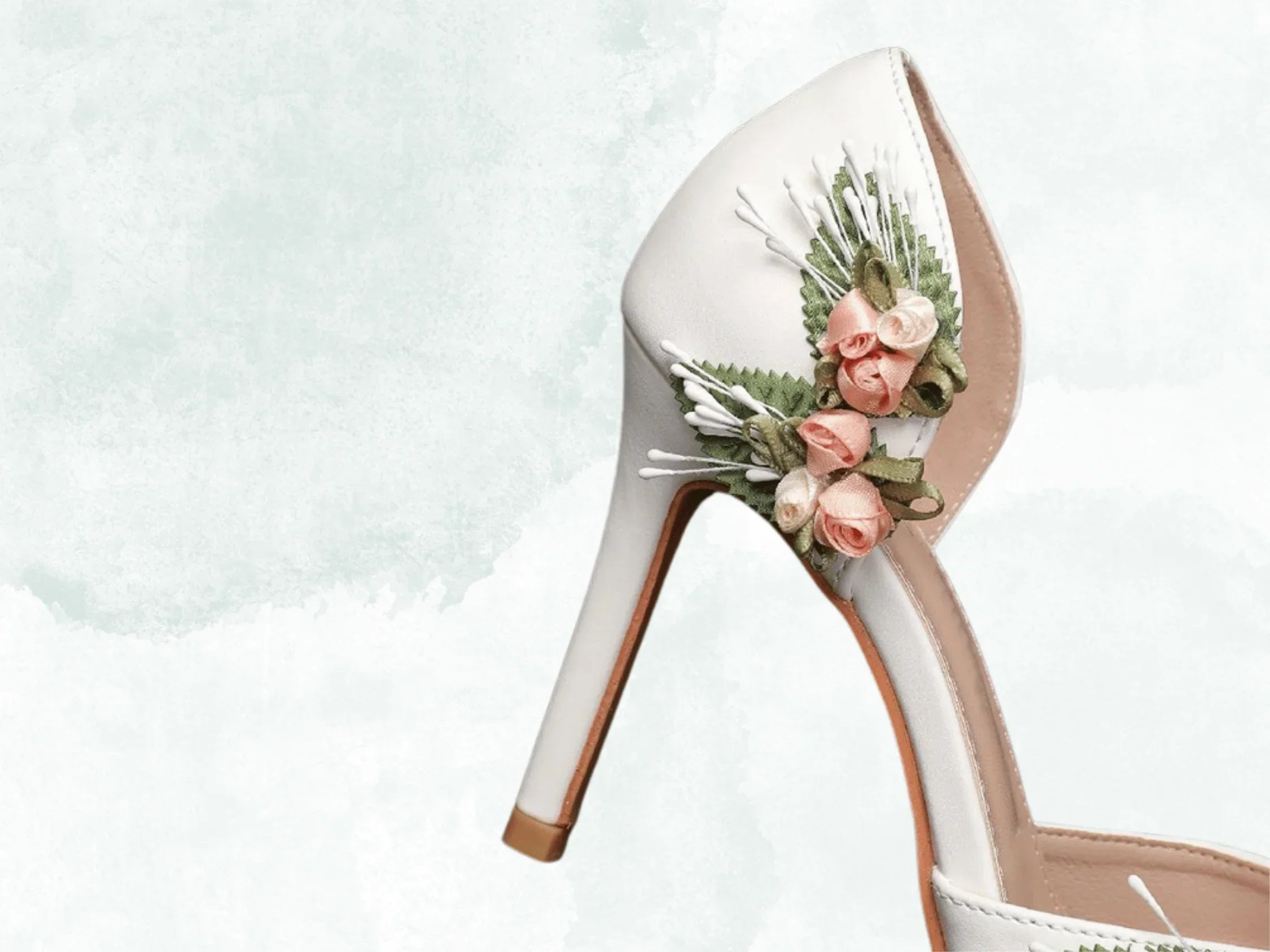 VougeVamp Elegant Floral Leaf Satin Mary Jane Pumps – Pointed Toe Thin High Heels for Weddings & Bridal Wear