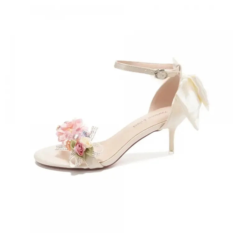 VougeVamp Luxury Satin Bow High Heel Sandals for Women - Elegant Thin Heel Designer Wedding and Party Shoes